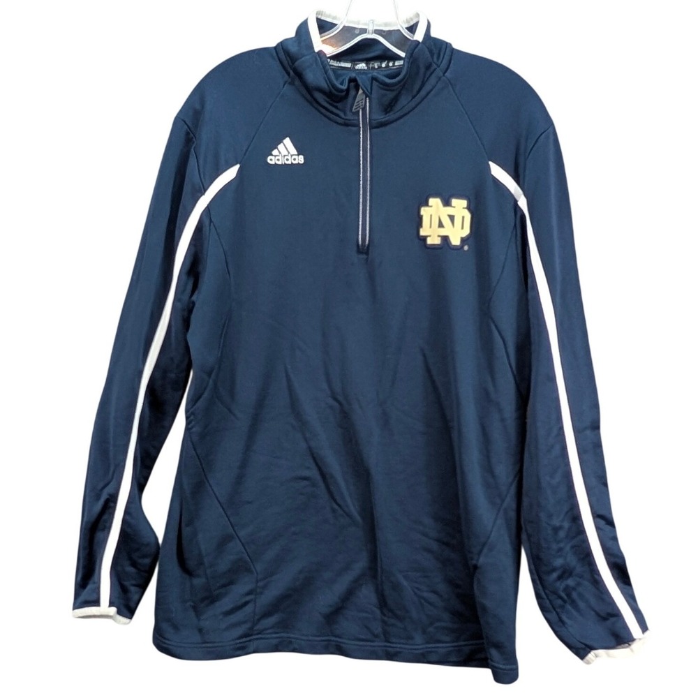 Adidas Notre Dame Fighting Irish 1/4 Zip Pullover Men's Large Navy Blue Athletic - Picture 2 of 11